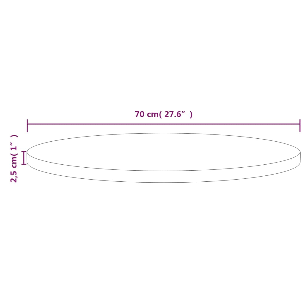 Tafelblad Ø70X2,5 Cm Massief Grenenhout Bruin