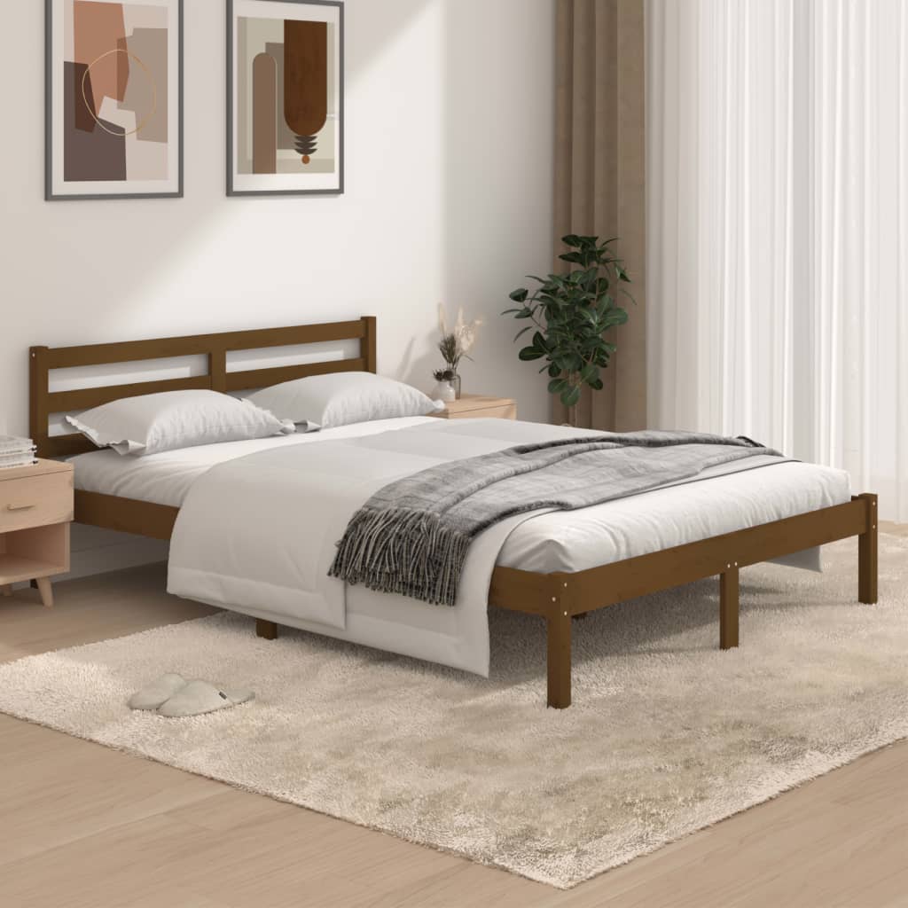 Bedframe Grenenhout Honingbruin 135X190 Cm 4Ft6 Double