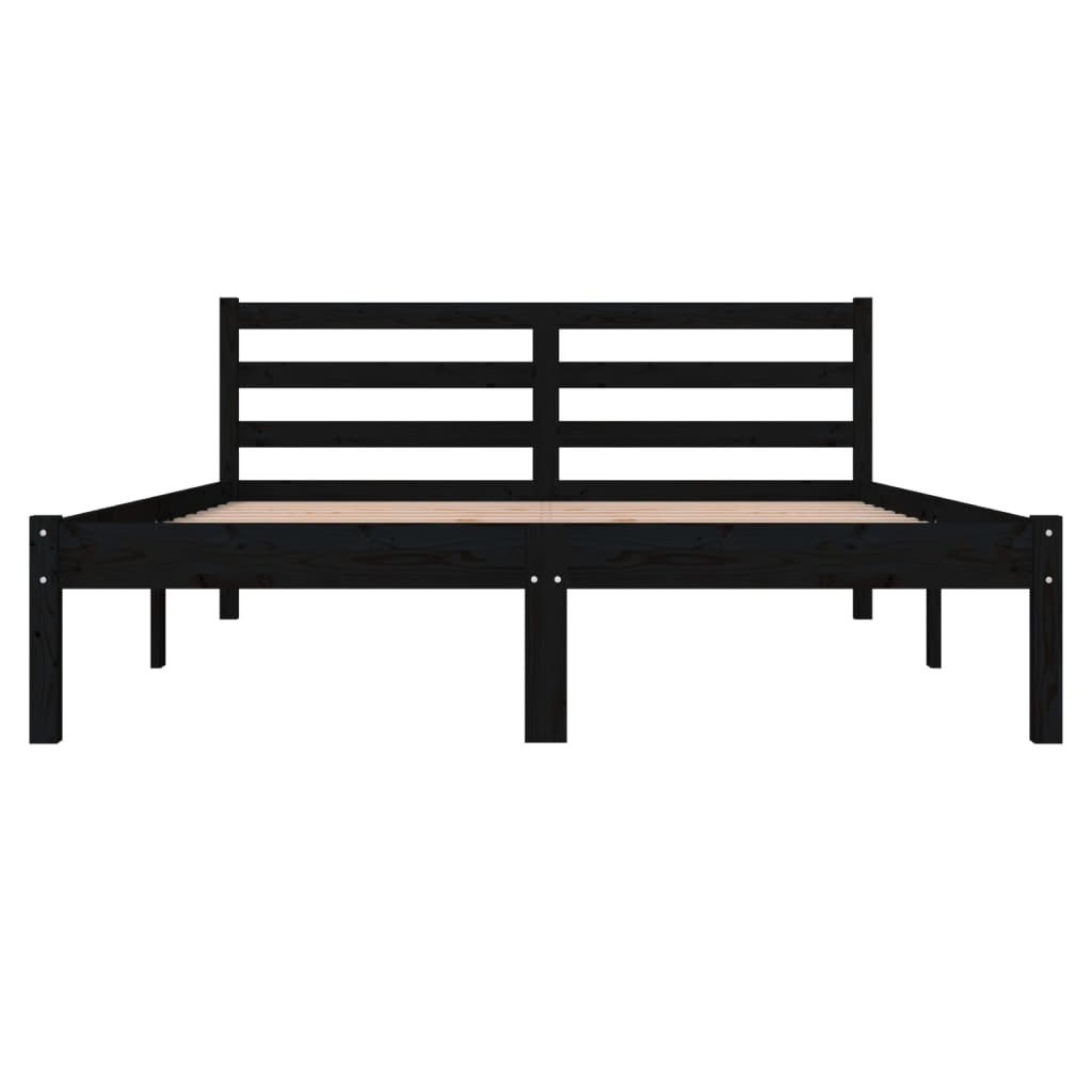 Bedframe Massief Grenenhout Zwart 135X190 Cm 4Ft6 Double