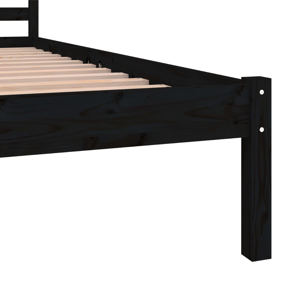 Bedframe Massief Grenenhout Zwart 135X190 Cm 4Ft6 Double