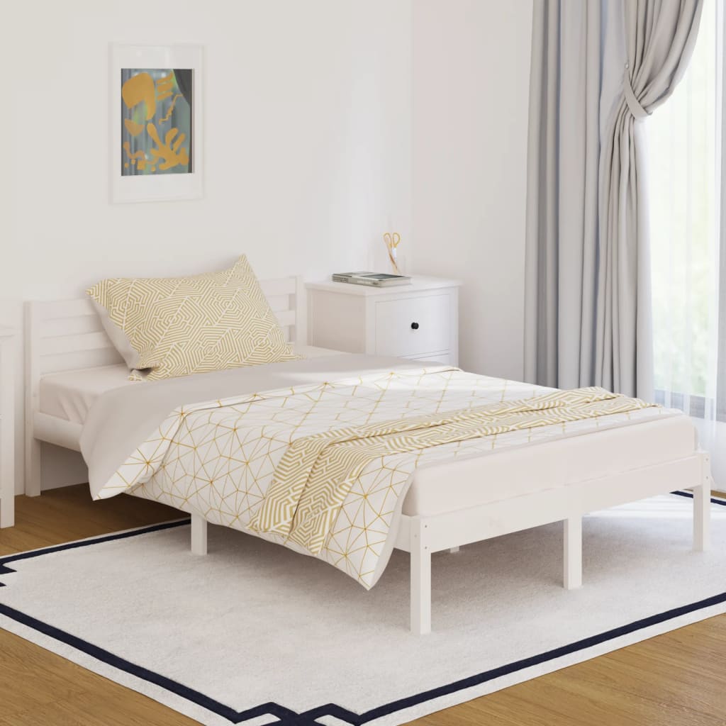 Bedframe Massief Grenenhout Wit 120X200 Cm
