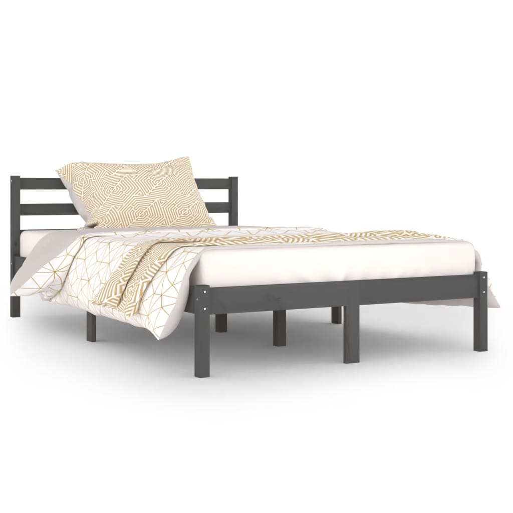 Bedframe Massief Grenenhout Grijs 120X200 Cm