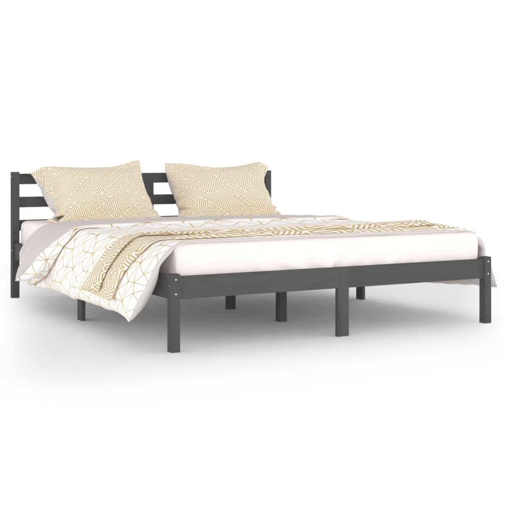 Bedframe Massief Grenenhout Grijs 160X200 Cm