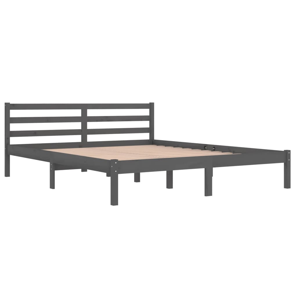 Bedframe Massief Grenenhout Grijs 160X200 Cm