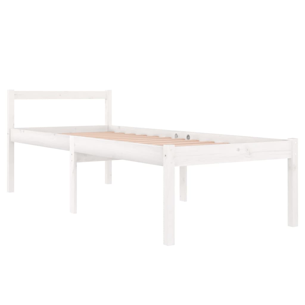 Bedframe Massief Hout Wit 75X190 Cm 2Ft6 Small Single