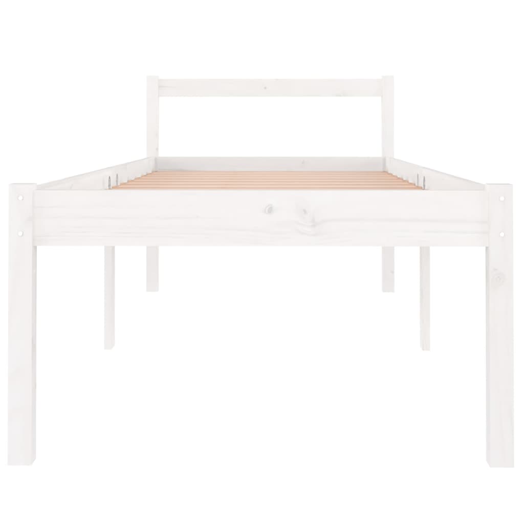 Bedframe Massief Hout Wit 75X190 Cm 2Ft6 Small Single