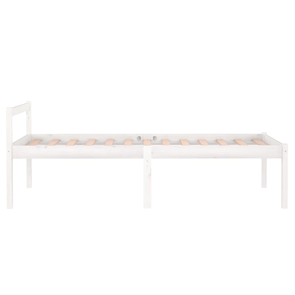 Bedframe Massief Hout Wit 75X190 Cm 2Ft6 Small Single