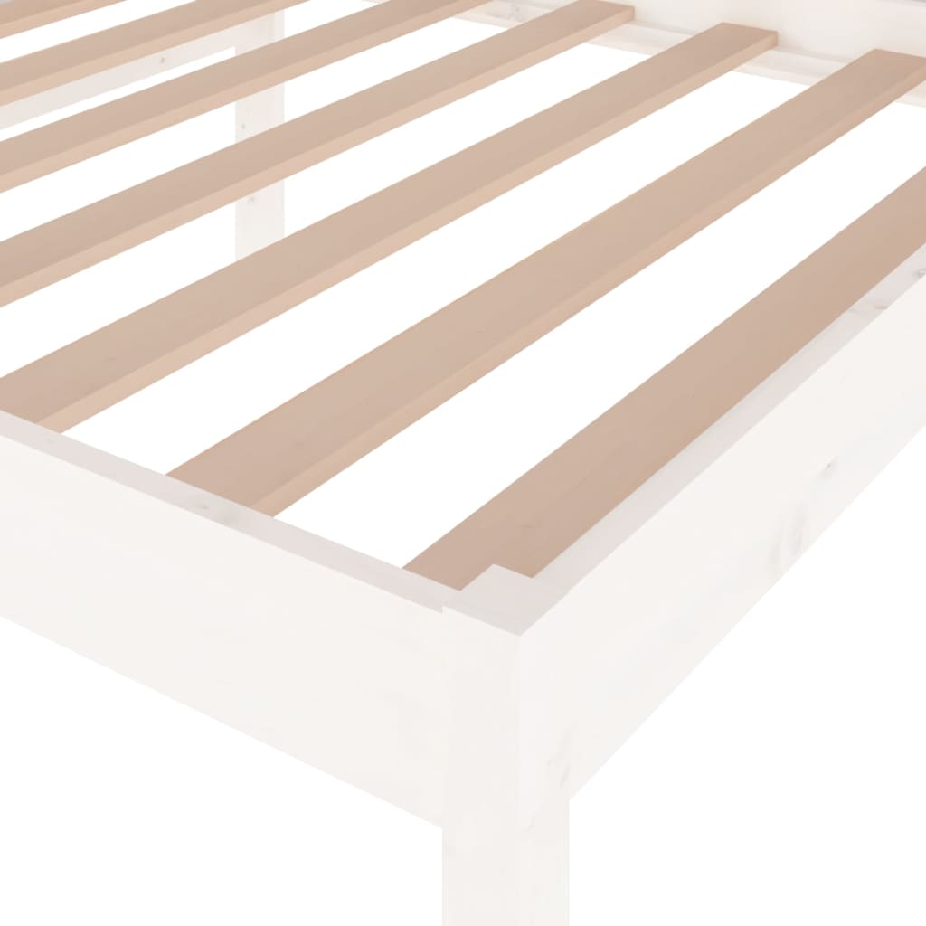 Bedframe Massief Hout Wit 75X190 Cm 2Ft6 Small Single