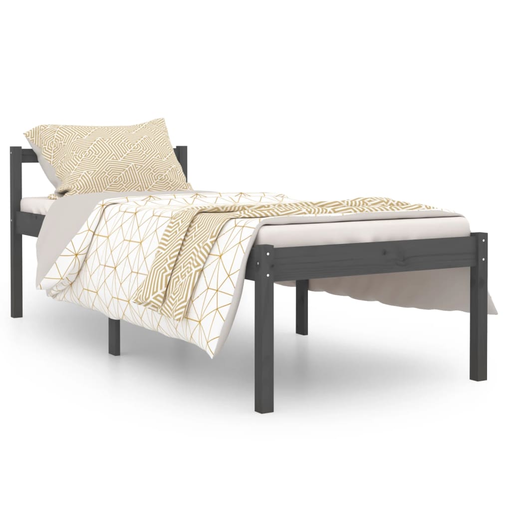 Bedframe Massief Hout Grijs 75X190 Cm 2Ft6 Small Single