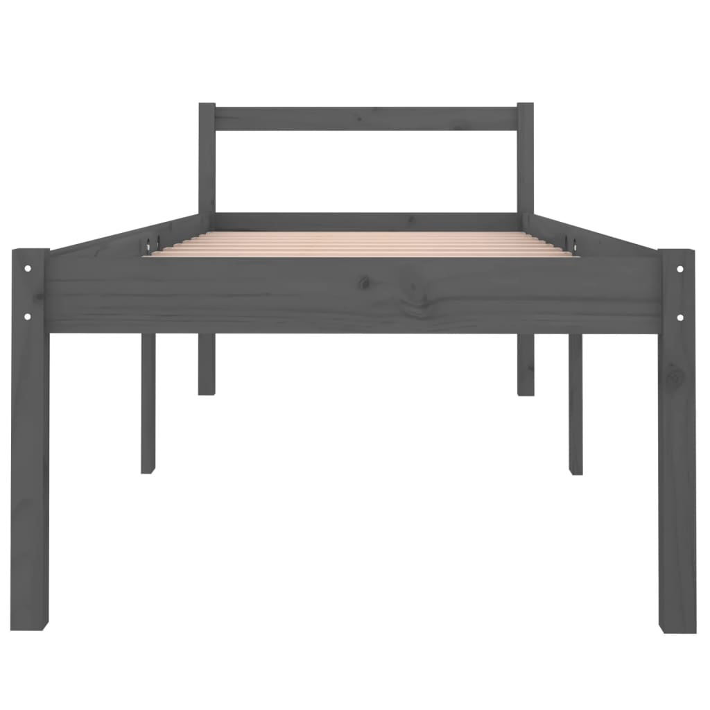 Bedframe Massief Hout Grijs 75X190 Cm 2Ft6 Small Single