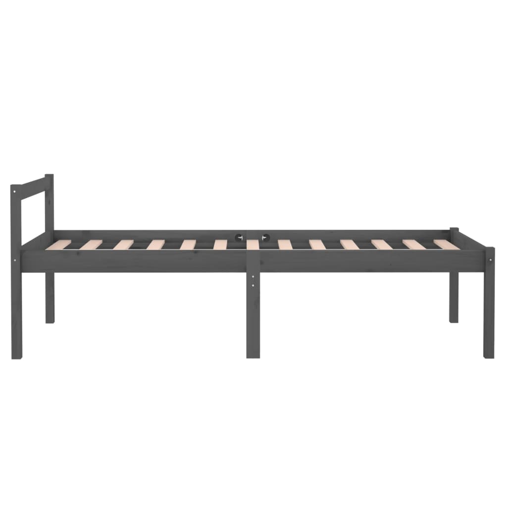Bedframe Massief Hout Grijs 75X190 Cm 2Ft6 Small Single
