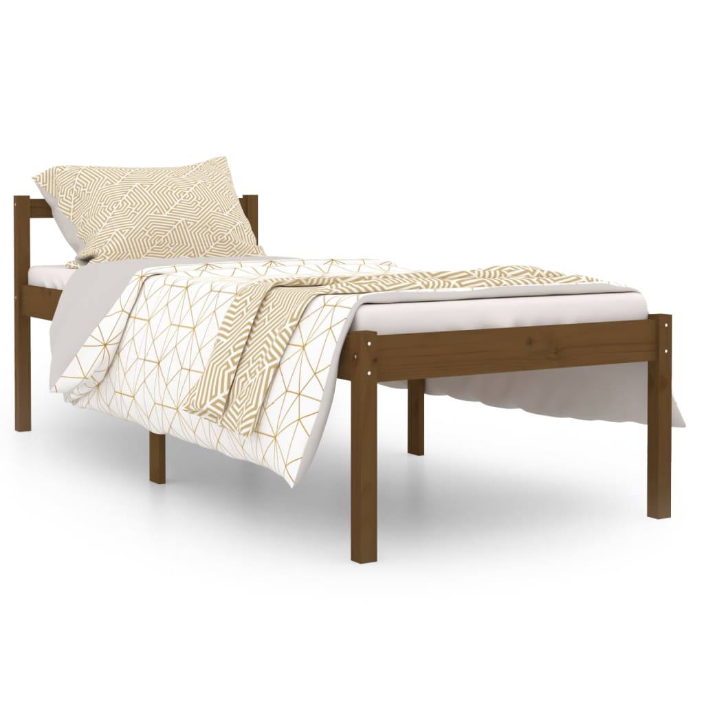 Bedframe Massief Hout Honingbruin 75X190 Cm 2Ft6 Small Single