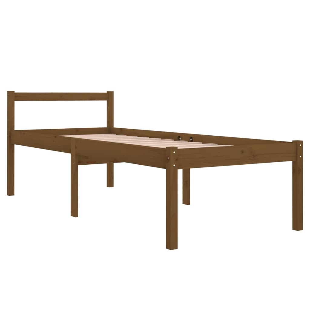 Bedframe Massief Hout Honingbruin 75X190 Cm 2Ft6 Small Single