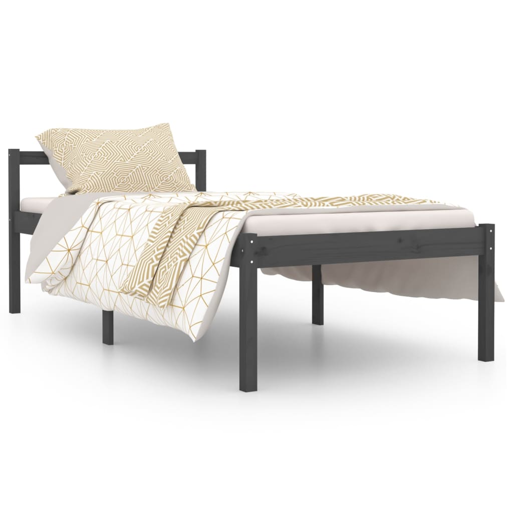 Bedframe Massief Grenenhout Grijs 90X190 Cm 3Ft Single