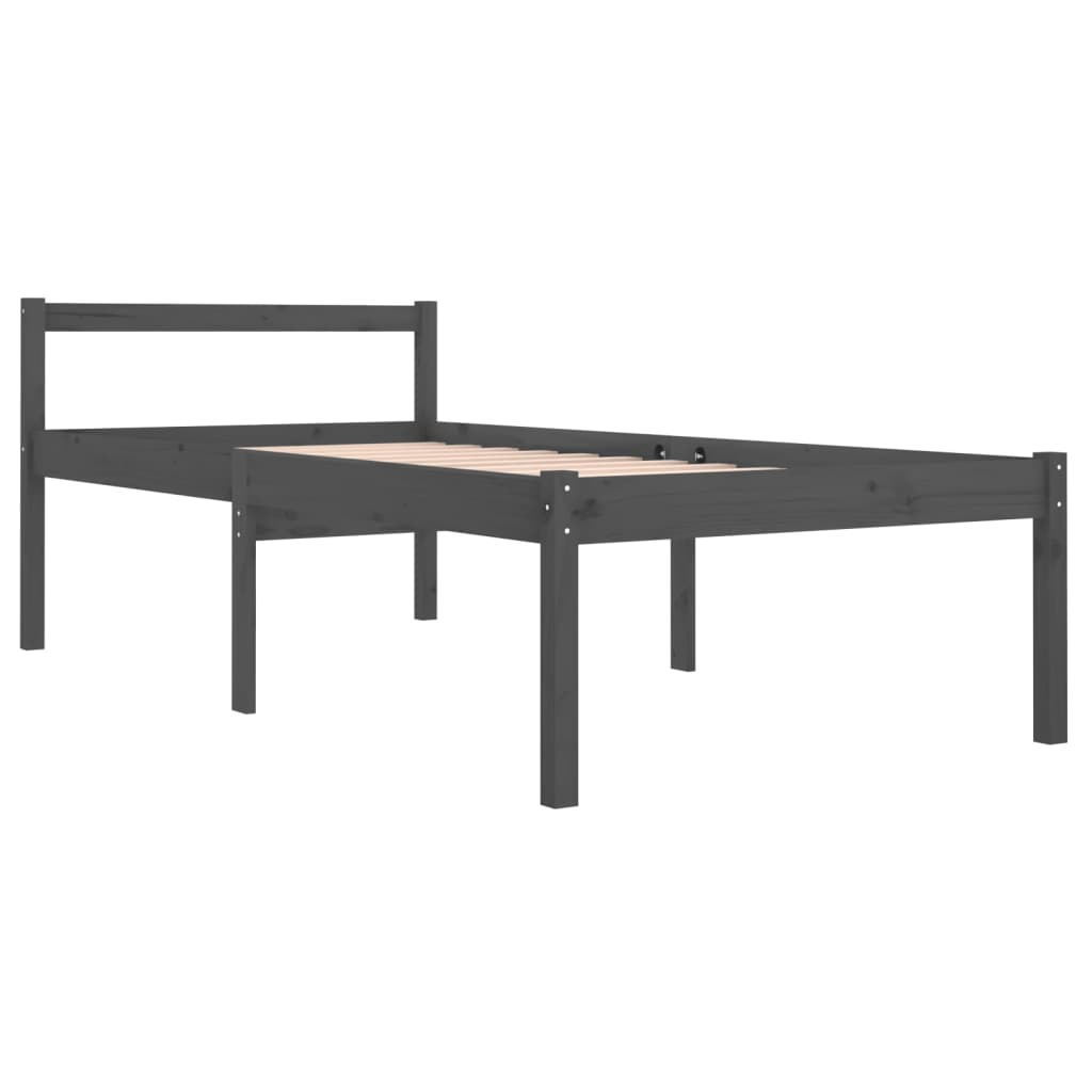 Bedframe Massief Grenenhout Grijs 90X190 Cm 3Ft Single