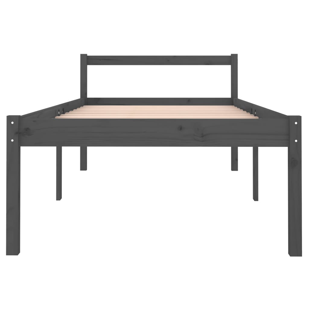 Bedframe Massief Grenenhout Grijs 90X190 Cm 3Ft Single