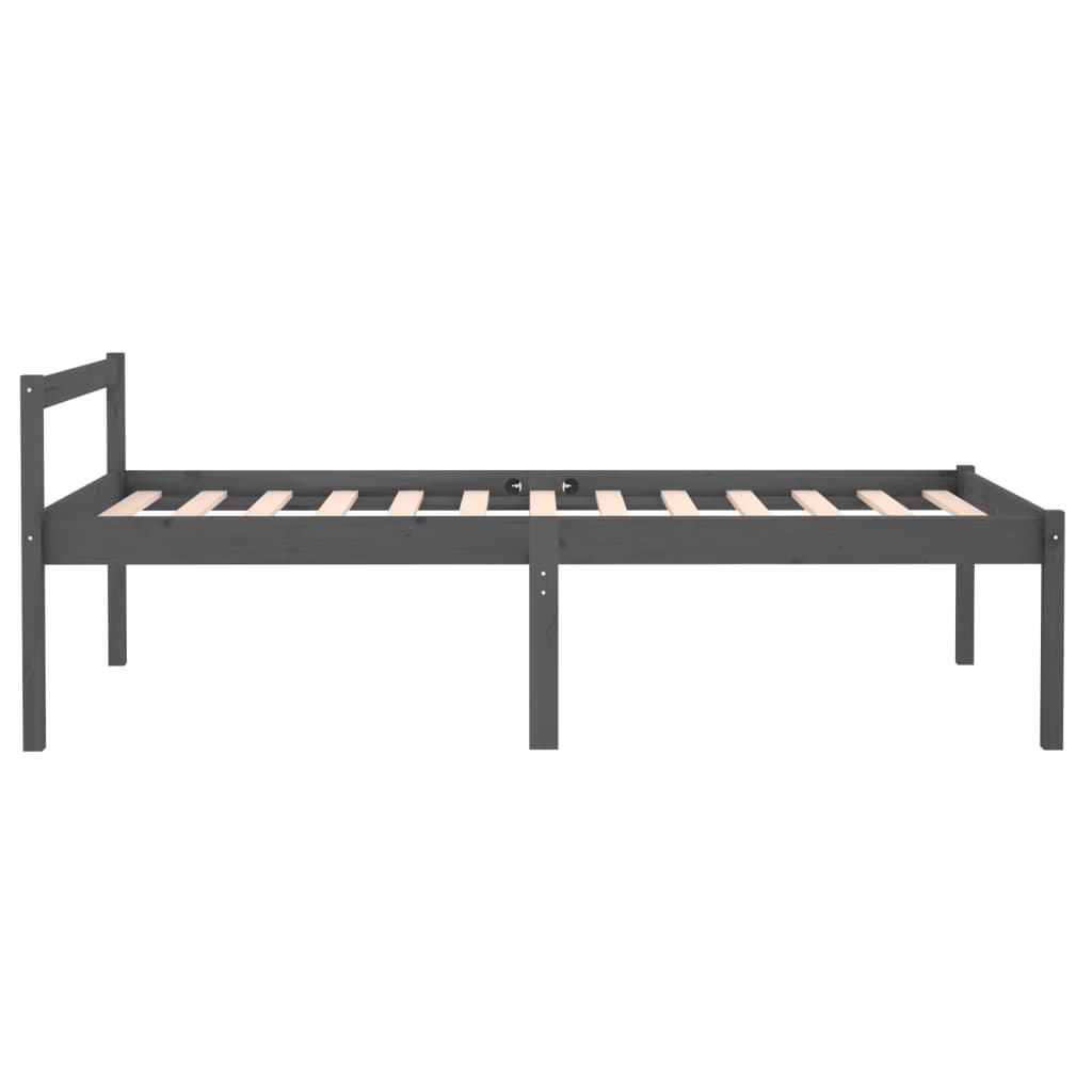 Bedframe Massief Grenenhout Grijs 90X190 Cm 3Ft Single