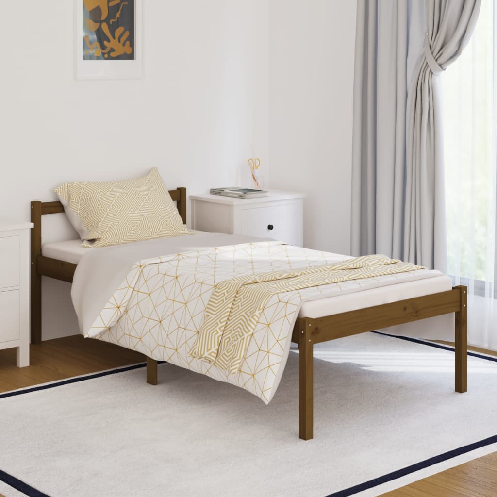 Bedframe Massief Grenenhout Honingbruin 90X190 Cm 3Ft Single