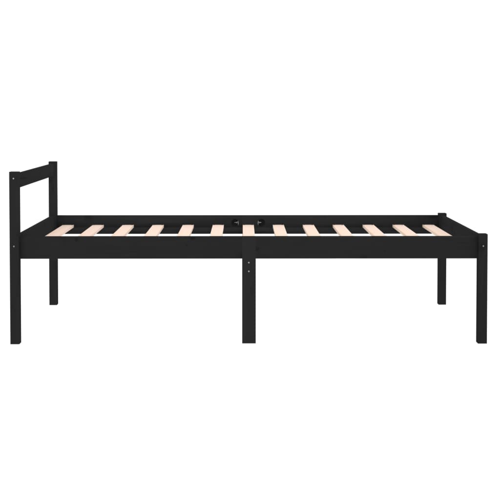 Bedframe Massief Grenenhout Zwart 90X190 Cm 3Ft Single