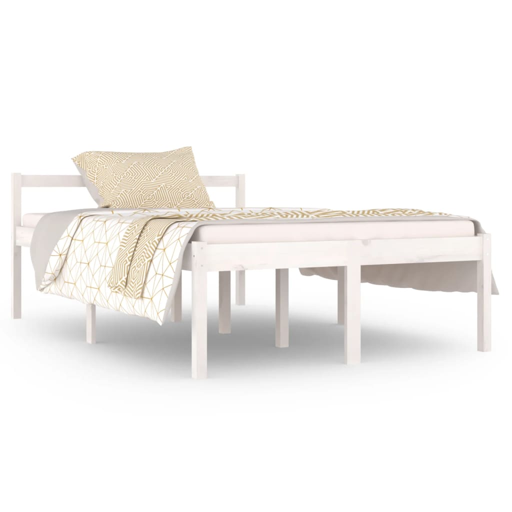 Bedframe Massief Hout Wit 120X190 Cm 4Ft Small Double