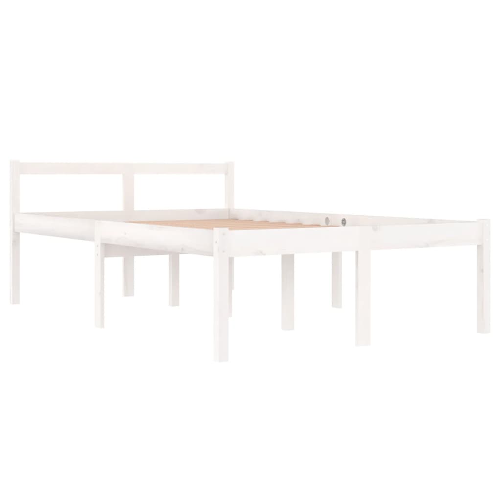Bedframe Massief Hout Wit 120X190 Cm 4Ft Small Double