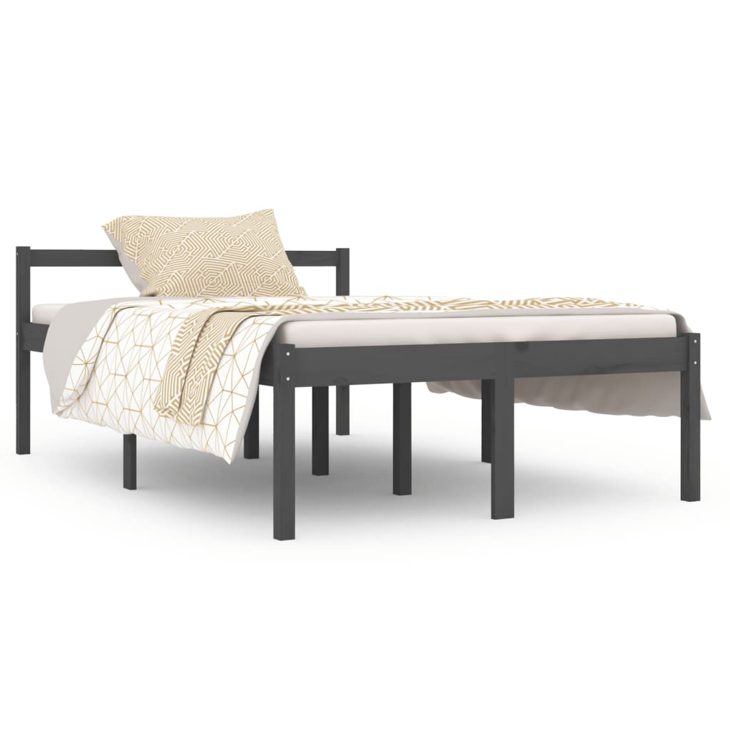 Bedframe Massief Hout Grijs 120X190 Cm 4Ft Small Double