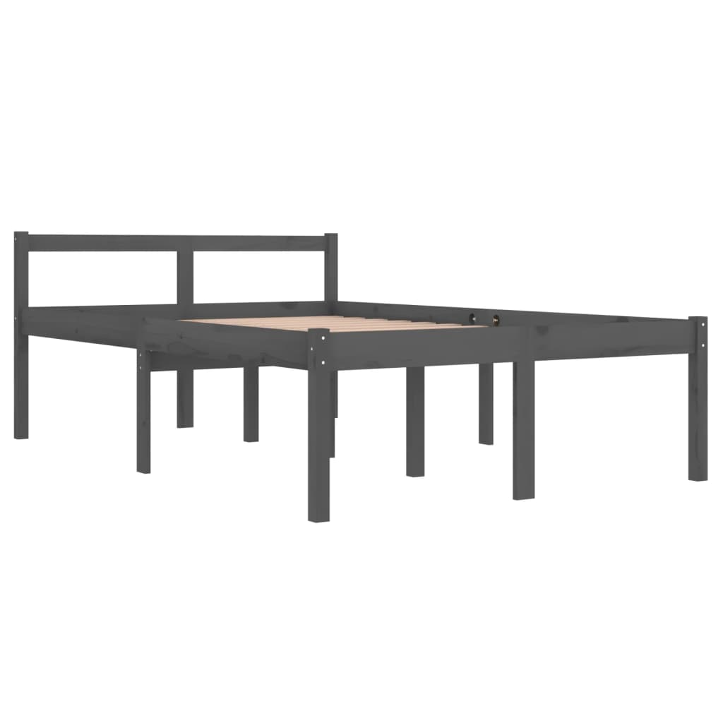 Bedframe Massief Hout Grijs 120X190 Cm 4Ft Small Double