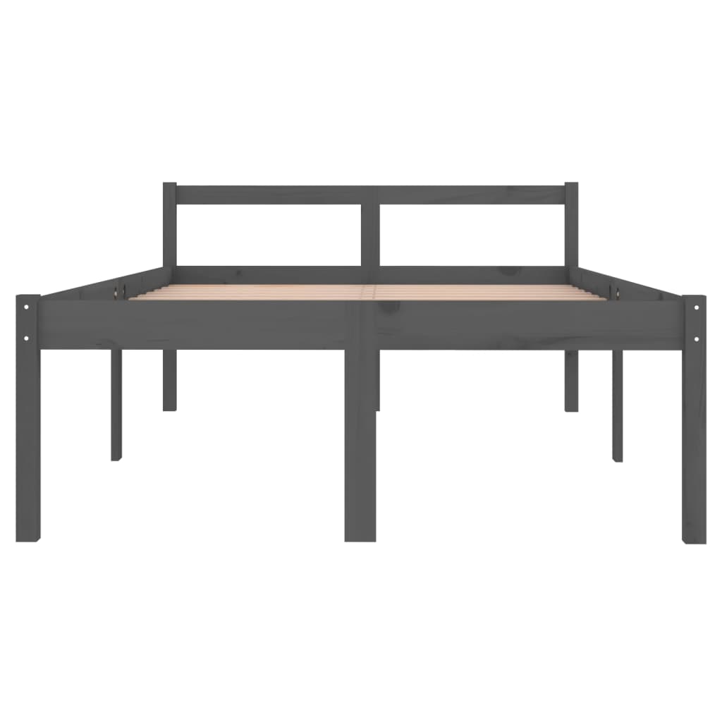 Bedframe Massief Hout Grijs 120X190 Cm 4Ft Small Double