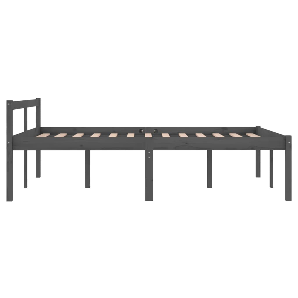 Bedframe Massief Hout Grijs 120X190 Cm 4Ft Small Double