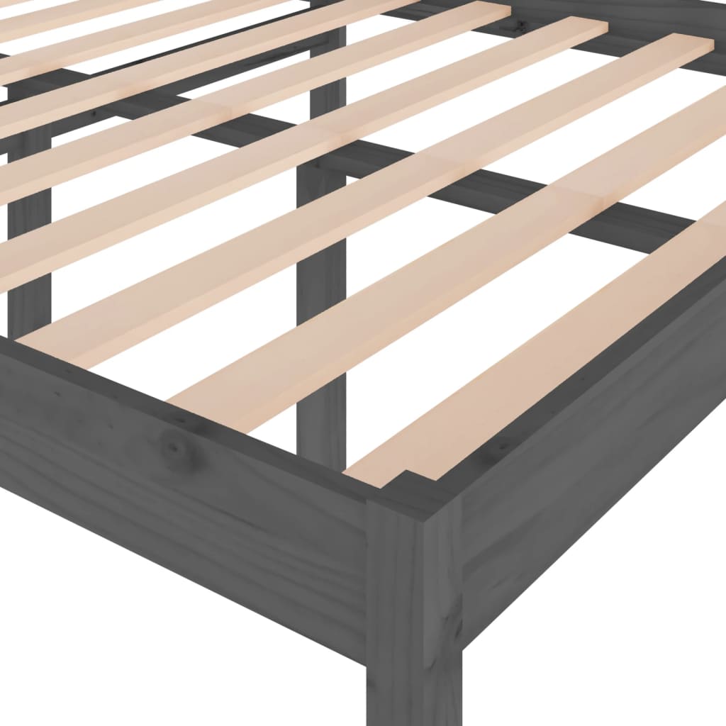 Bedframe Massief Hout Grijs 120X190 Cm 4Ft Small Double