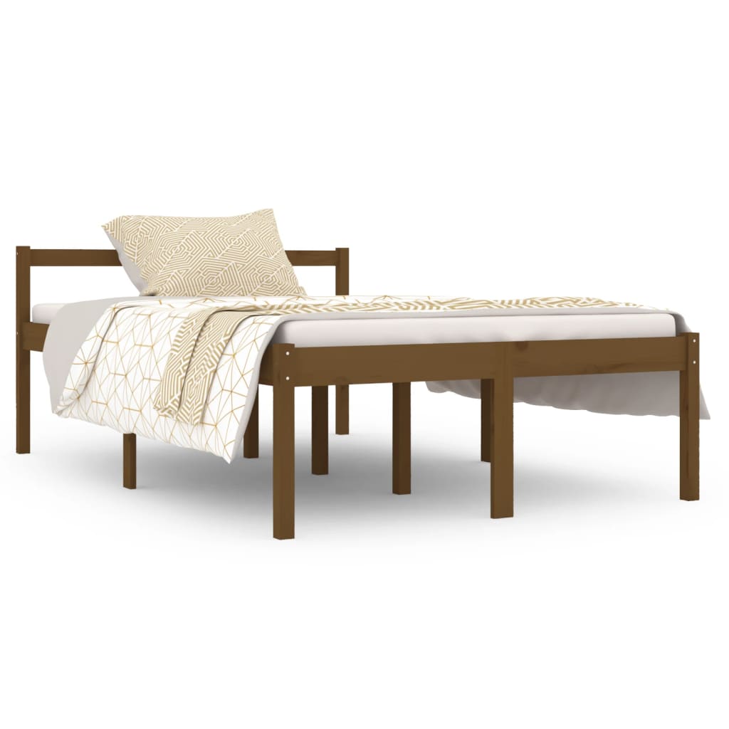 Bedframe Massief Hout Honingbruin 120X190 Cm 4Ft Small Double