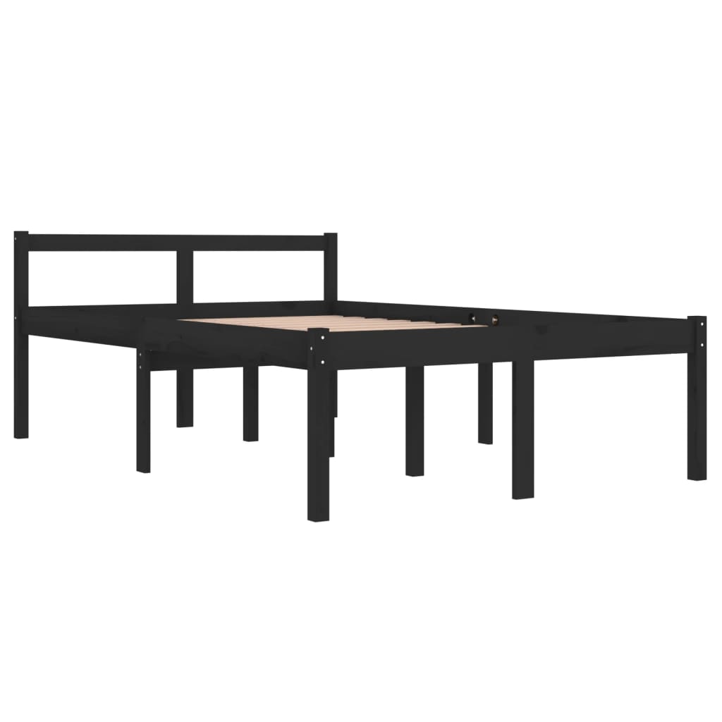 Bedframe Massief Hout Zwart 120X190 Cm 4Ft Small Double
