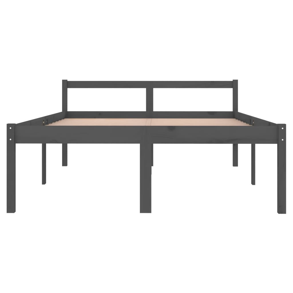 Bedframe Massief Grenenhout Grijs 135X190 Cm 4Ft6 Double