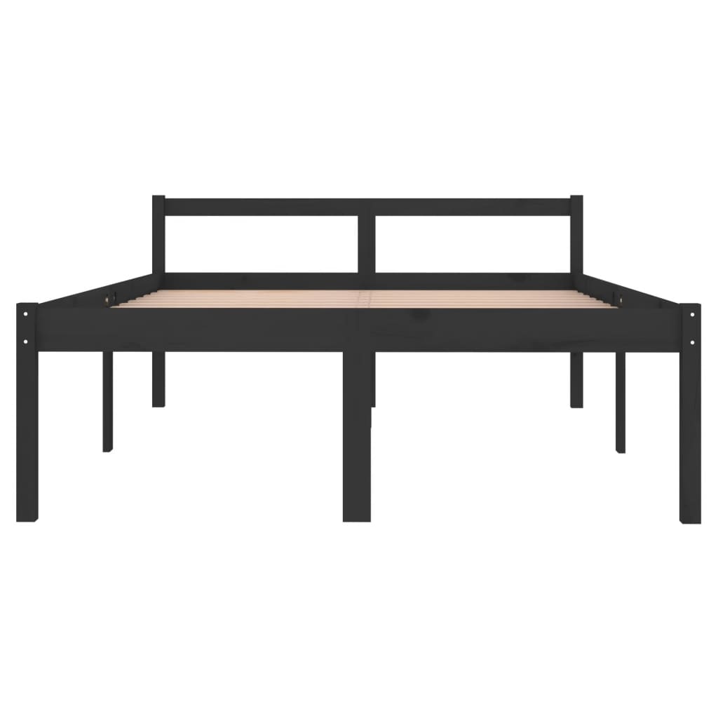 Bedframe Massief Grenenhout Zwart 135X190 Cm 4Ft6 Double