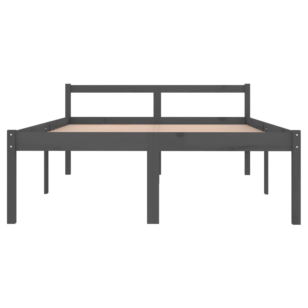 Bedframe Massief Grenenhout Grijs 140X190 Cm