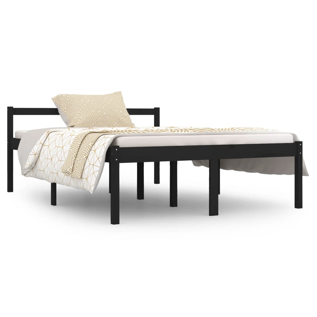 Bedframe Massief Grenenhout Zwart 140X190 Cm