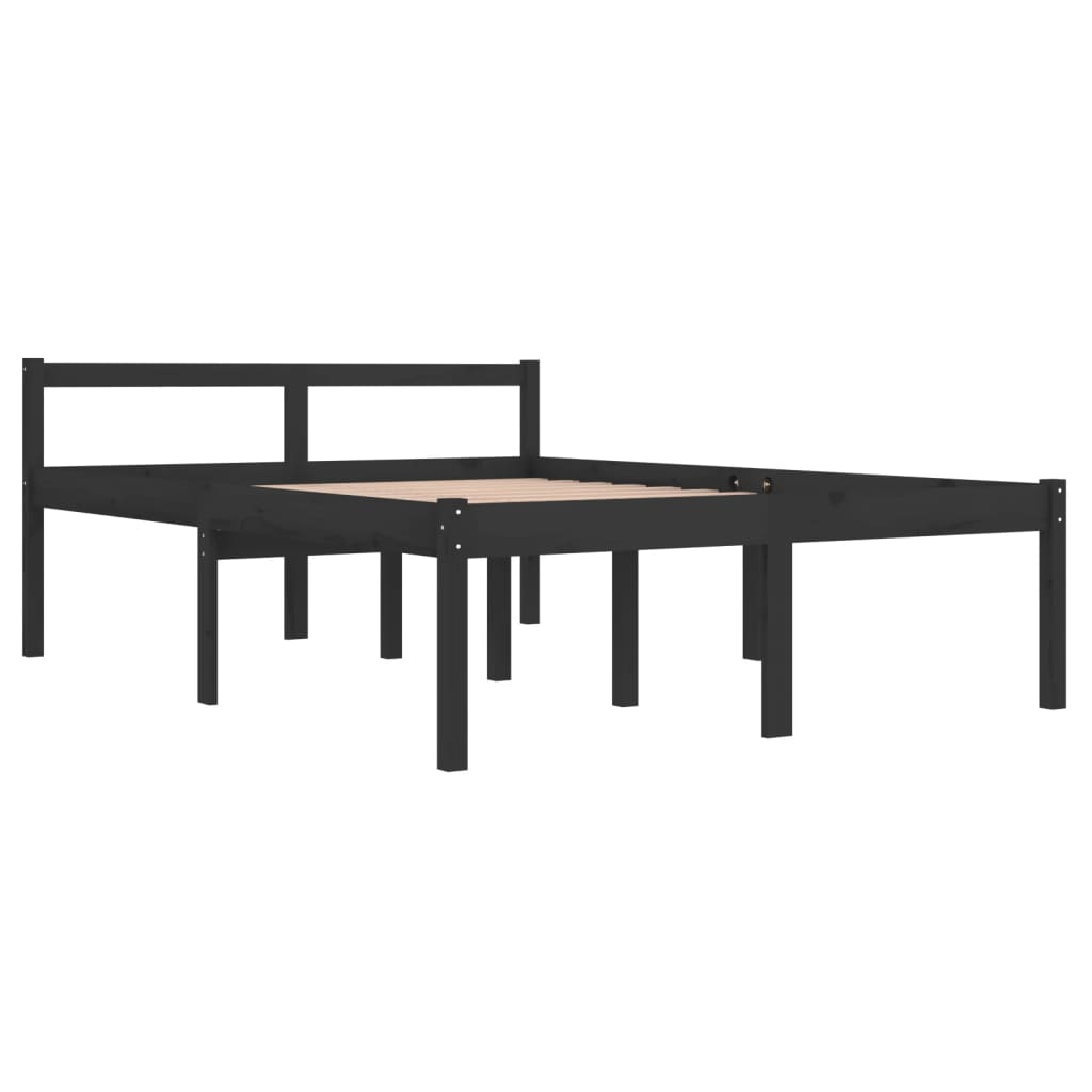 Bedframe Massief Grenenhout Zwart 140X190 Cm