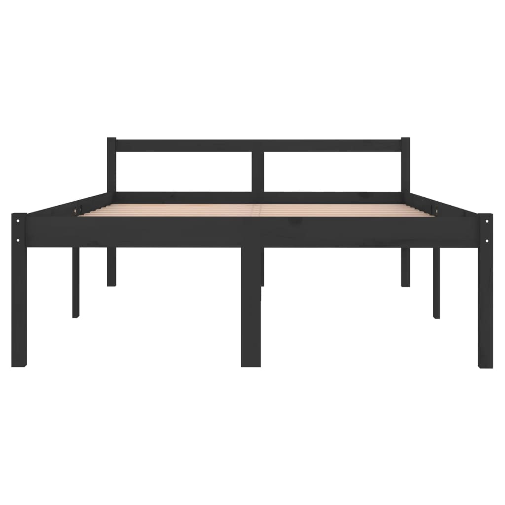Bedframe Massief Grenenhout Zwart 140X190 Cm