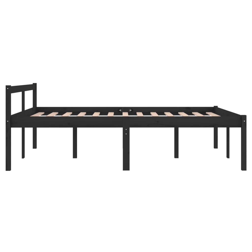 Bedframe Massief Grenenhout Zwart 140X190 Cm