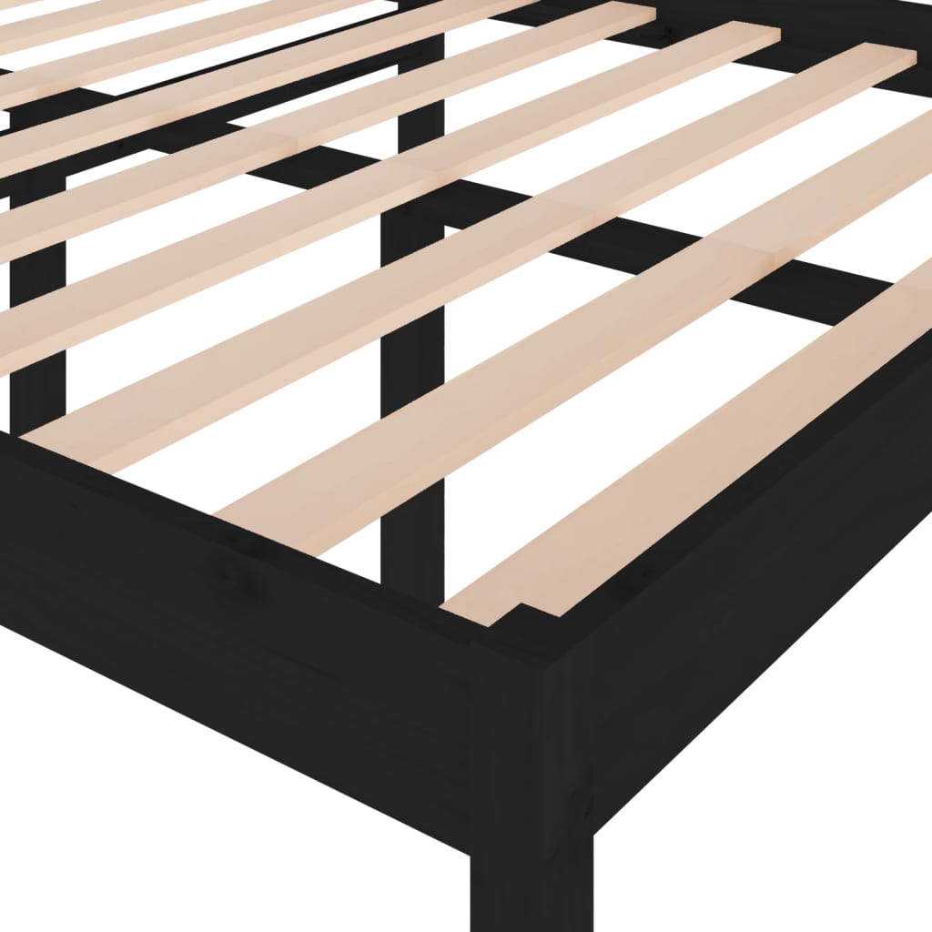 Bedframe Massief Grenenhout Zwart 140X190 Cm