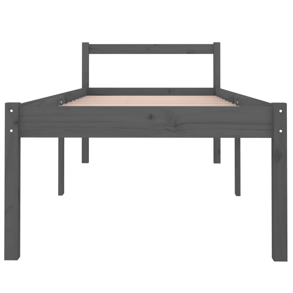 Bedframe Massief Grenenhout Grijs 90X200 Cm