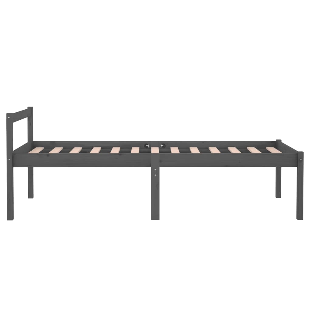 Bedframe Massief Grenenhout Grijs 90X200 Cm