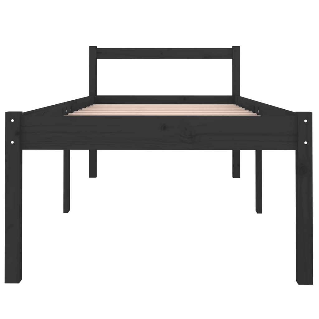 Bedframe Massief Grenenhout Zwart 90X200 Cm