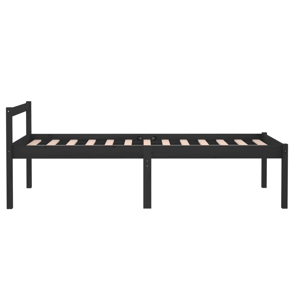 Bedframe Massief Grenenhout Zwart 90X200 Cm