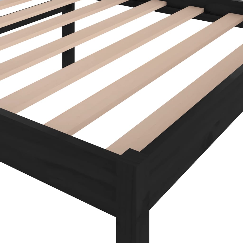 Bedframe Massief Grenenhout Zwart 90X200 Cm