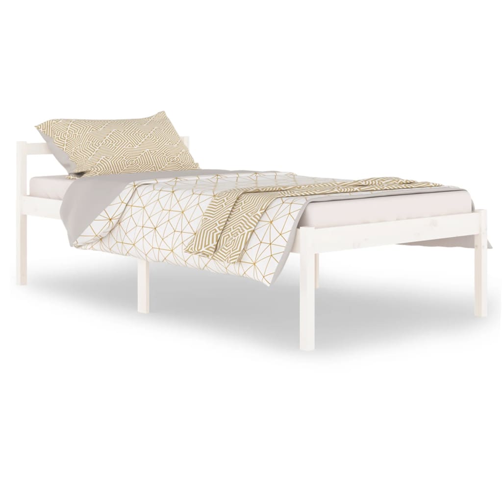 Bedframe Massief Grenenhout Wit 100X200 Cm