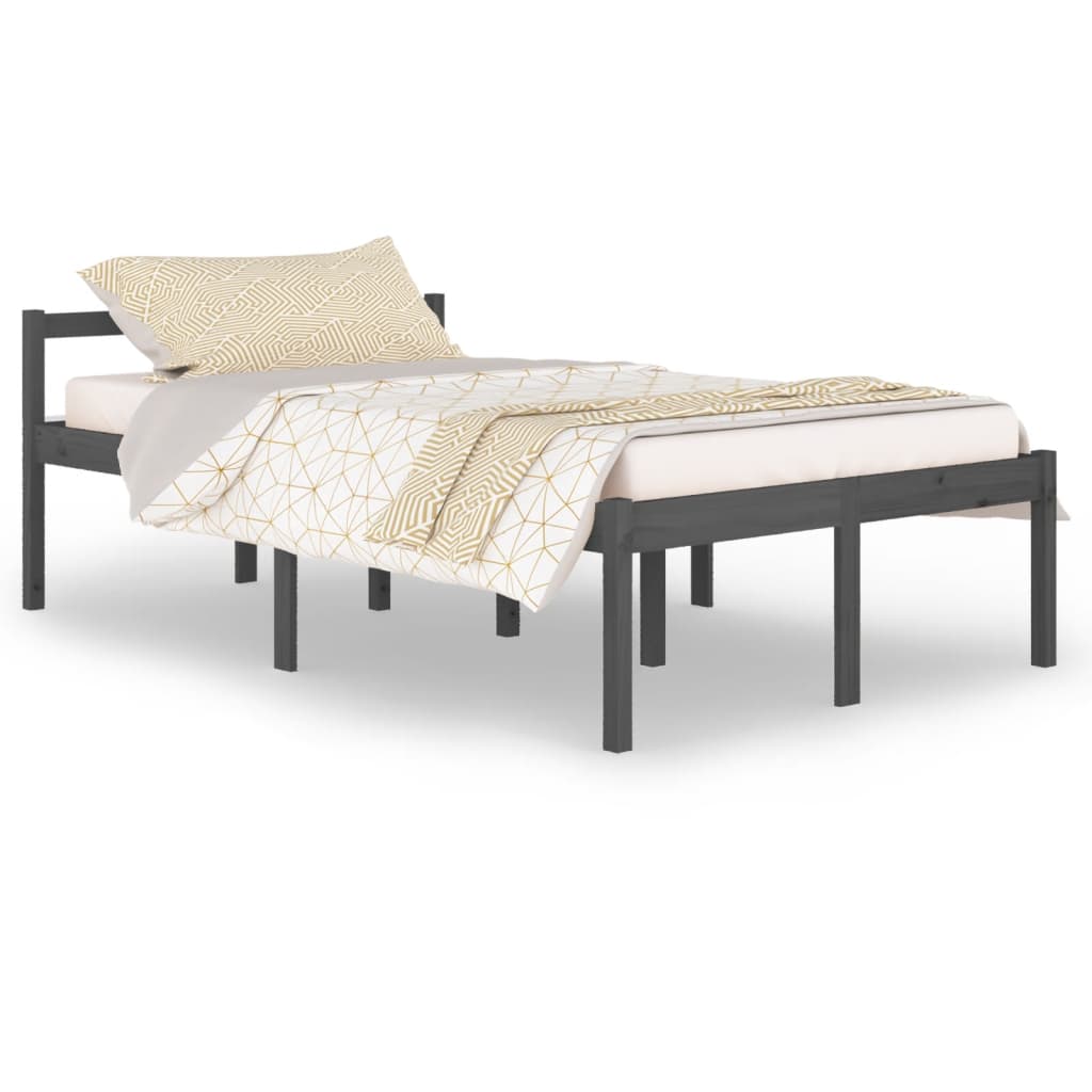Bedframe Massief Grenenhout Grijs 120X200 Cm