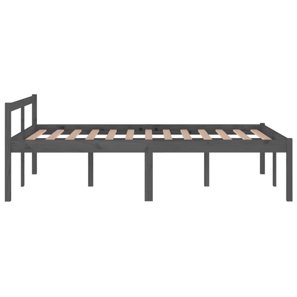 Bedframe Massief Grenenhout Grijs 120X200 Cm