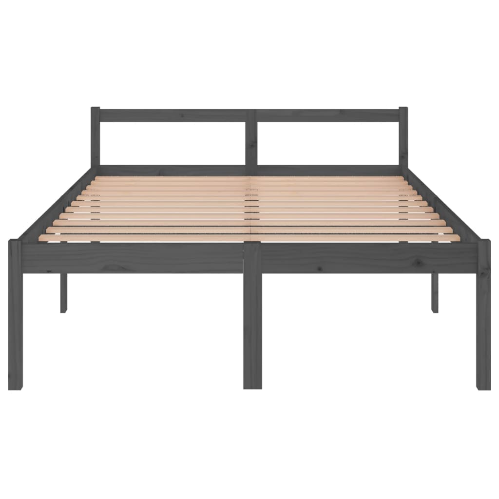 Bedframe Massief Grenenhout Grijs 140X200 Cm