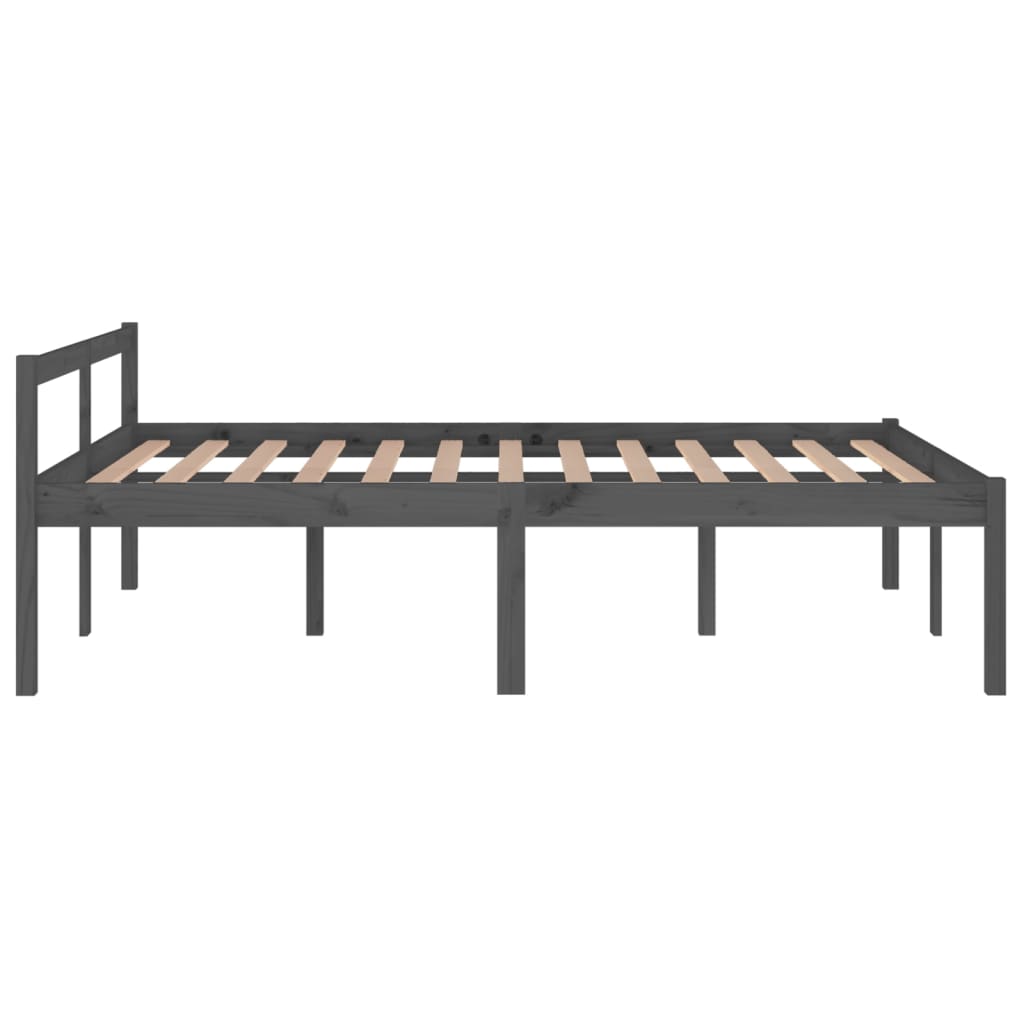 Bedframe Massief Grenenhout Grijs 140X200 Cm